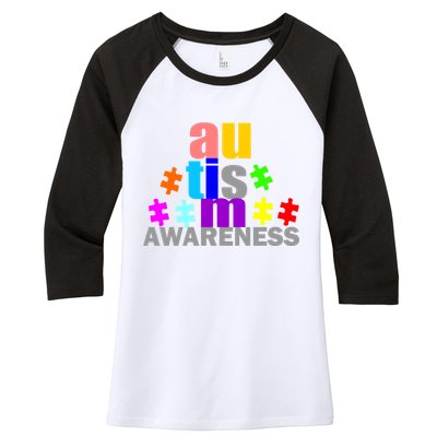 Autism Awareness Logo Women's Tri-Blend 3/4-Sleeve Raglan Shirt