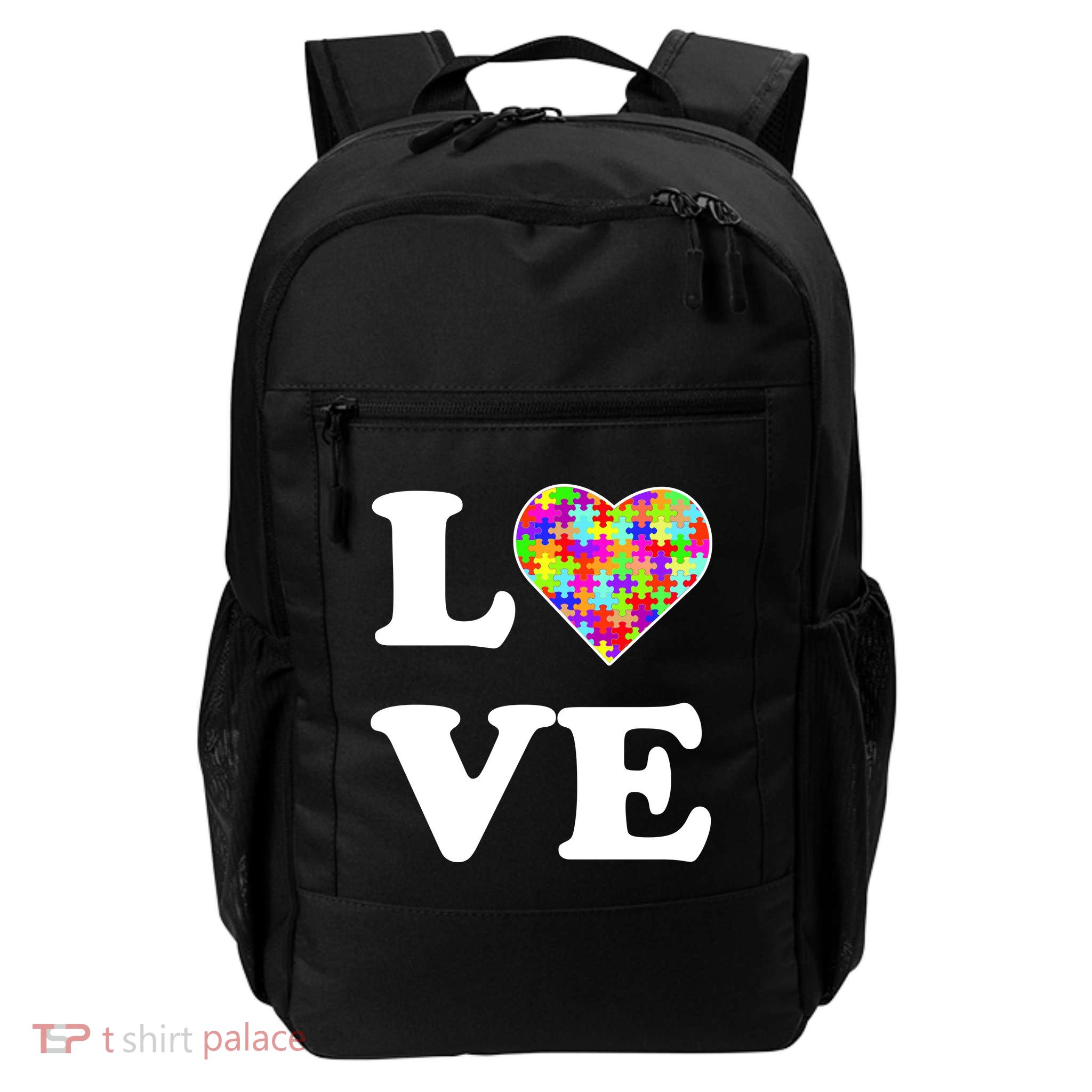 Autism Awareness Love Heart Puzzle Pieces Daily Commute Backpack