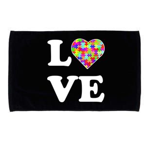 Autism Awareness Love Heart Puzzle Pieces Microfiber Hand Towel