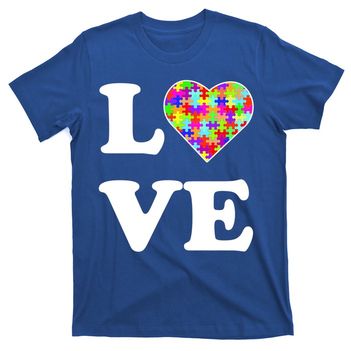 Autism Awareness Love Heart Puzzle Pieces T-Shirt