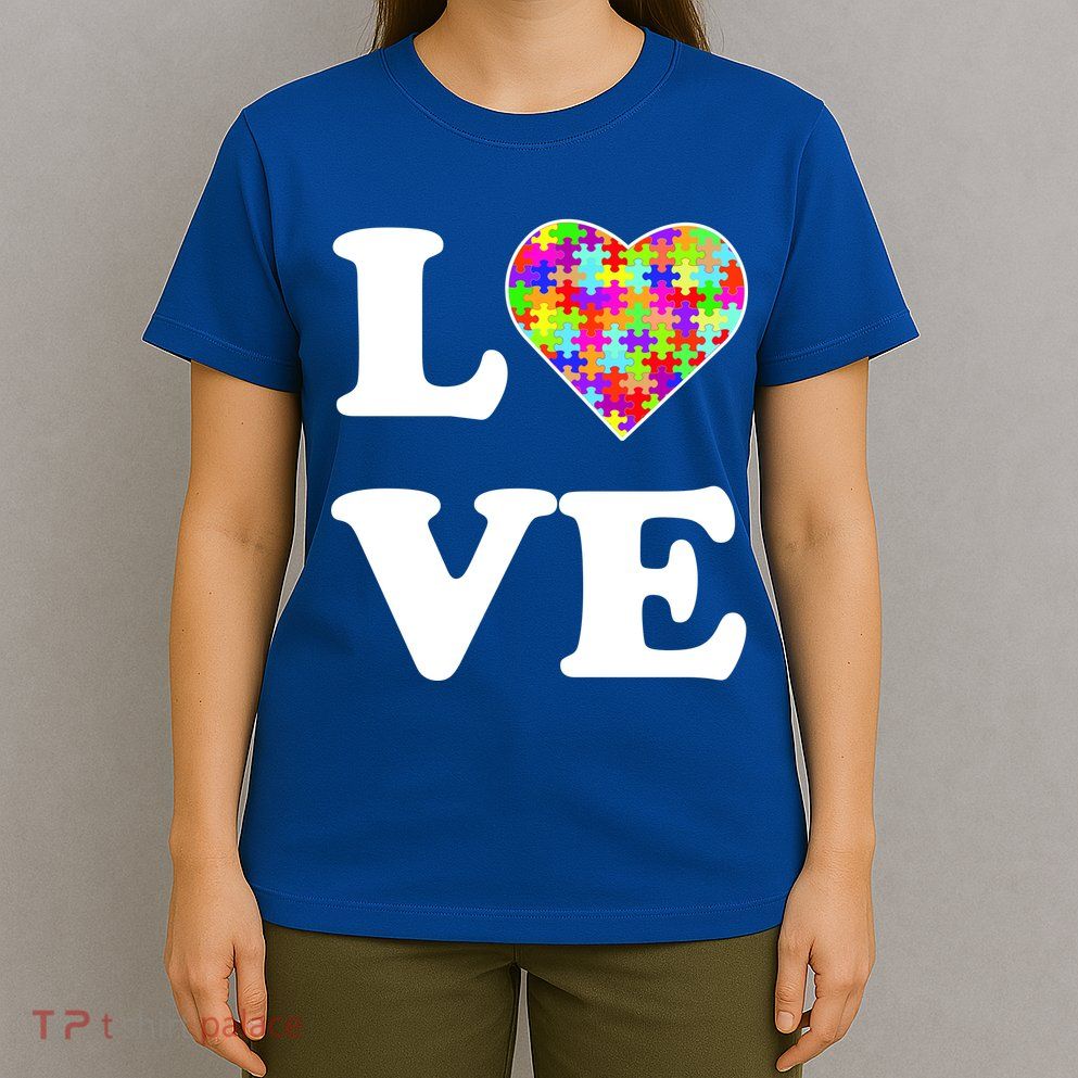 Autism Awareness Love Heart Puzzle Pieces T-Shirt