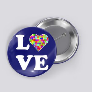 Autism Awareness Love Heart Puzzle Pieces Button