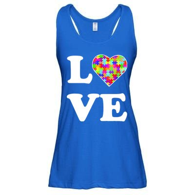 Autism Awareness Love Heart Puzzle Pieces Ladies Essential Flowy Tank