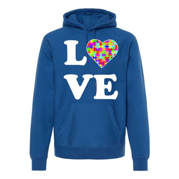 Autism Awareness Love Heart Puzzle Pieces Premium Hoodie