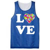 Autism Awareness Love Heart Puzzle Pieces Mesh Reversible Basketball Jersey Tank