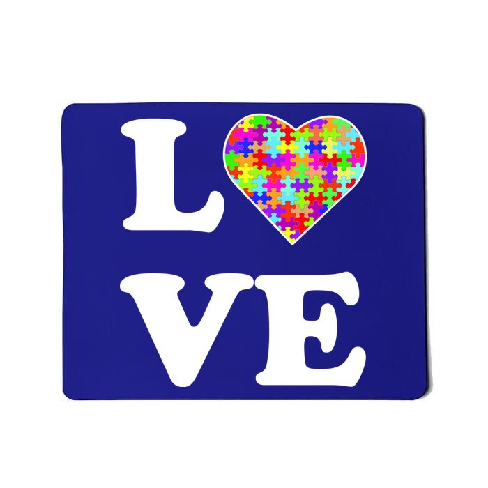 Autism Awareness Love Heart Puzzle Pieces Mousepad