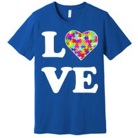 Autism Awareness Love Heart Puzzle Pieces Premium T-Shirt