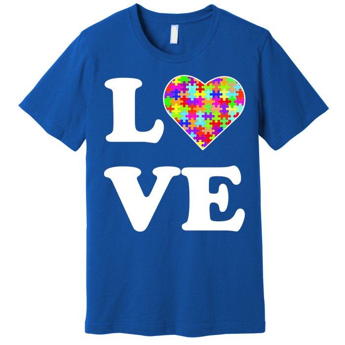 Autism Awareness Love Heart Puzzle Pieces Premium T-Shirt