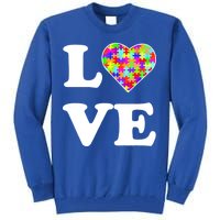 Autism Awareness Love Heart Puzzle Pieces Tall Sweatshirt