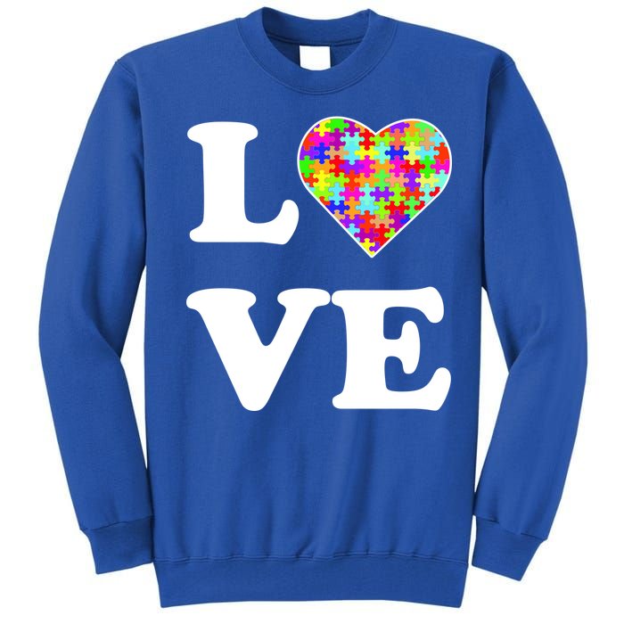 Autism Awareness Love Heart Puzzle Pieces Tall Sweatshirt