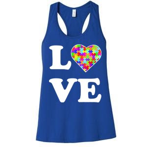 Autism Awareness Love Heart Puzzle Pieces Women's Racerback Tank