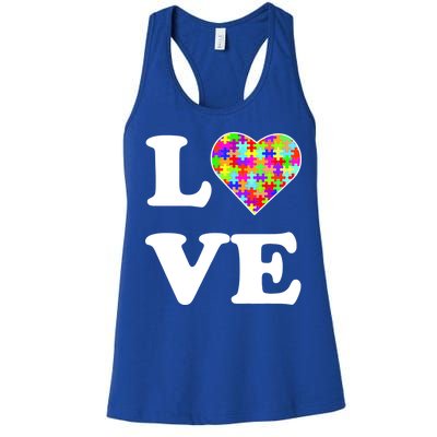 Autism Awareness Love Heart Puzzle Pieces Women's Racerback Tank