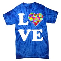 Autism Awareness Love Heart Puzzle Pieces Tie-Dye T-Shirt