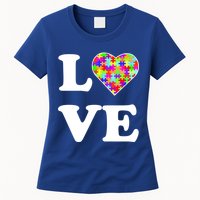 Autism Awareness Love Heart Puzzle Pieces Womens T-Shirt