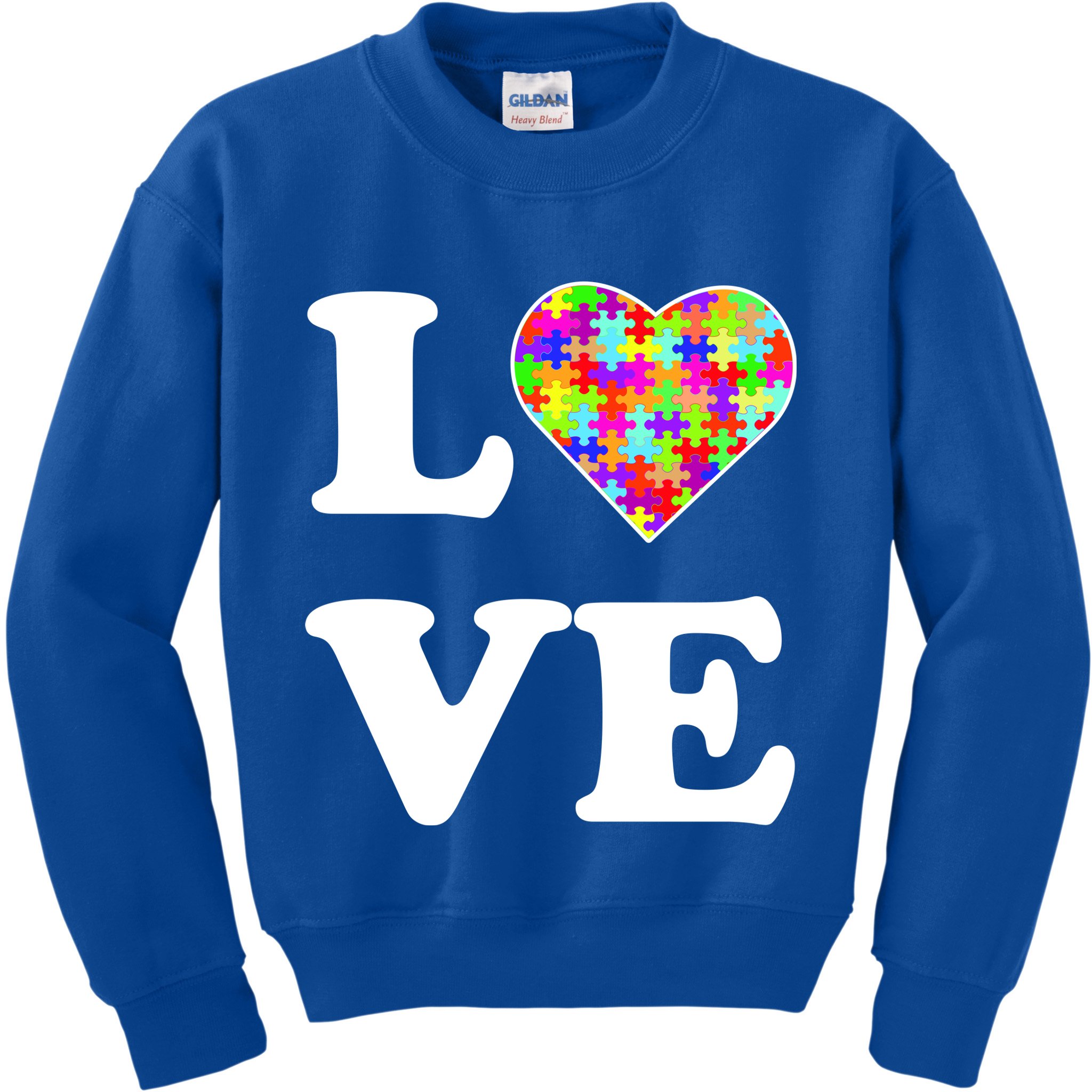Autism Awareness Love Heart Puzzle Pieces Kids Sweatshirt