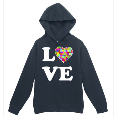 Autism Awareness Love Heart Puzzle Pieces Urban Pullover Hoodie