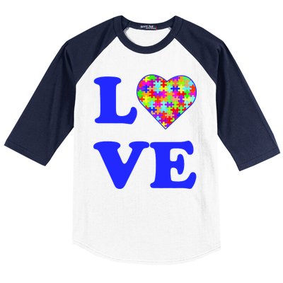 Autism Awareness Love Heart Puzzle Pieces Baseball Sleeve Shirt