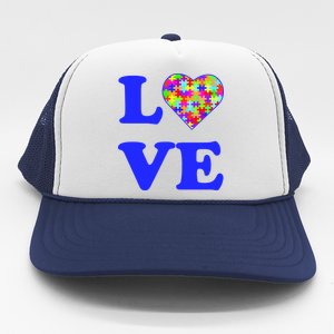 Autism Awareness Love Heart Puzzle Pieces Trucker Hat