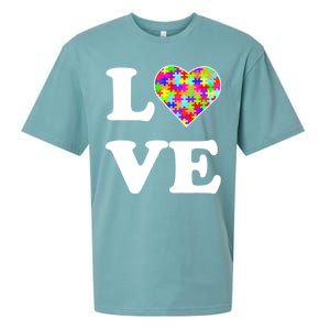 Autism Awareness Love Heart Puzzle Pieces Sueded Cloud Jersey T-Shirt