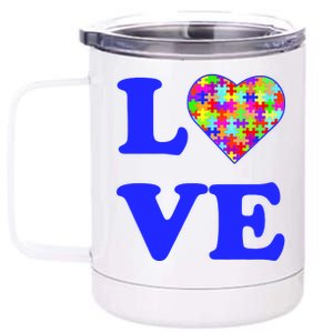 Autism Awareness Love Heart Puzzle Pieces 12 oz Stainless Steel Tumbler Cup