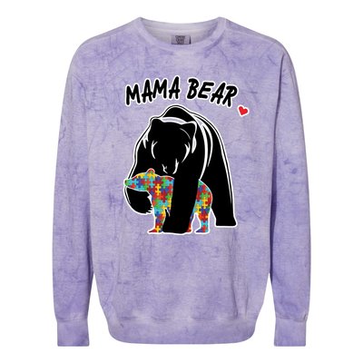 Autism Awareness Moma Bear Colorblast Crewneck Sweatshirt