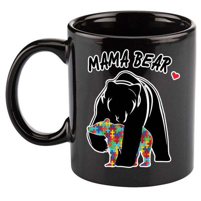 Autism Awareness Moma Bear 11oz C Handle Ceramic Mug