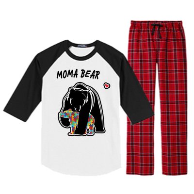 Autism Awareness Moma Bear Raglan Sleeve Pajama Set