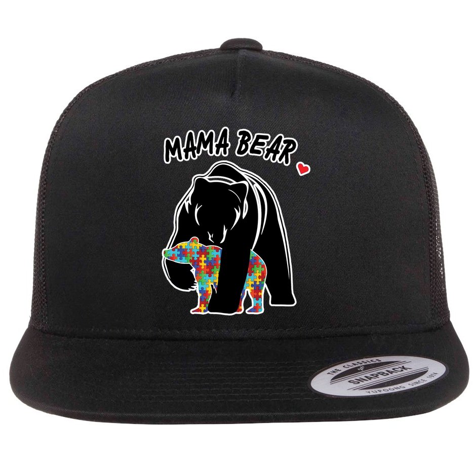 Autism Awareness Moma Bear Flat Bill Trucker Hat