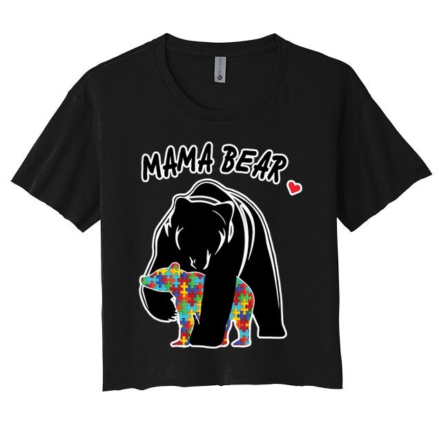 Autism Awareness Moma Bear Crop Top