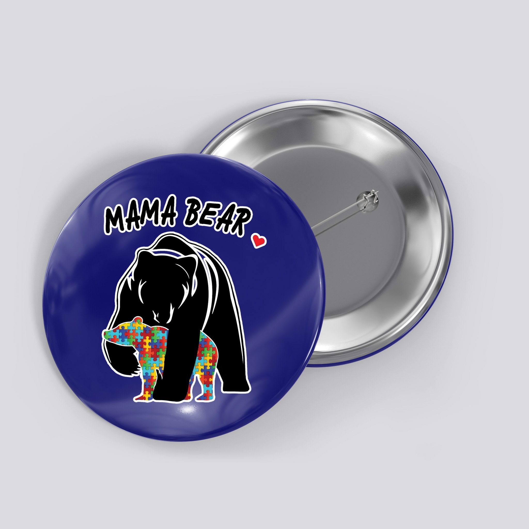 Autism Awareness Moma Bear Button