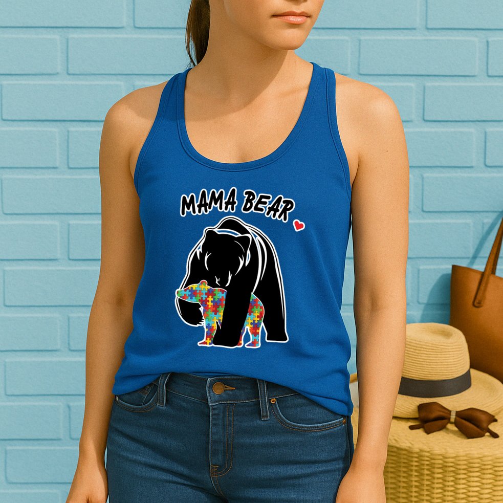 Autism Awareness Moma Bear Womens Tank Top