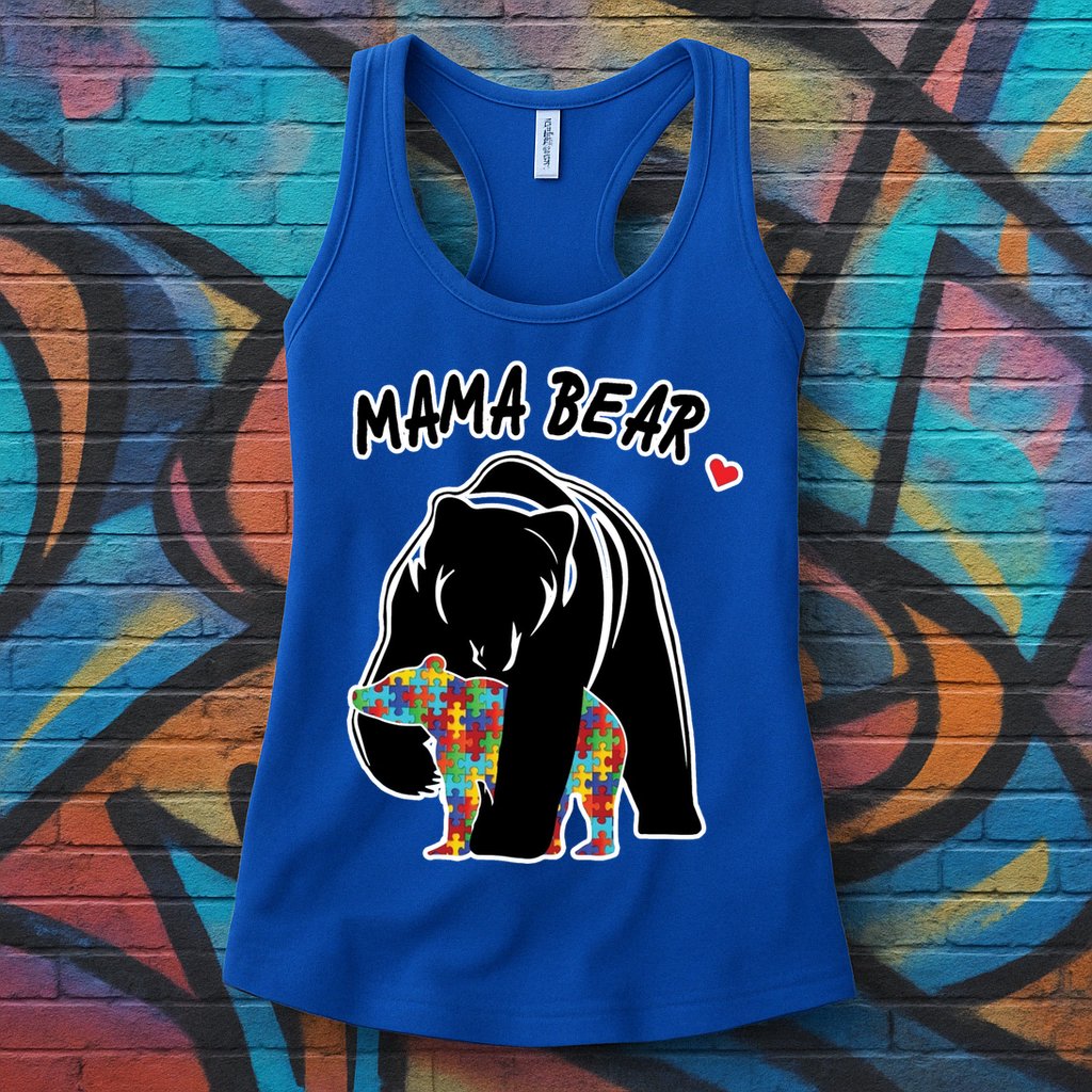 Autism Awareness Moma Bear Womens Tank Top