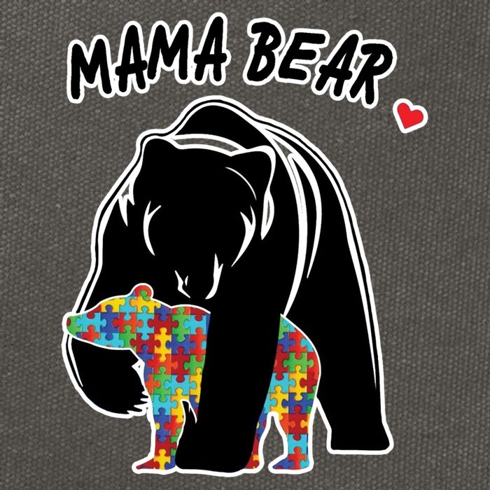 Autism Awareness Moma Bear Cotton Canvas Backpack
