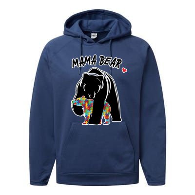 Autism Awareness Moma Bear Performance Fleece Hoodie