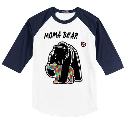 Autism Awareness Moma Bear Baseball Sleeve Shirt