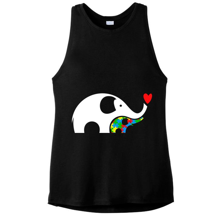Autism Awareness Mother Baby Elephant  Ladies PosiCharge Tri-Blend Wicking Tank