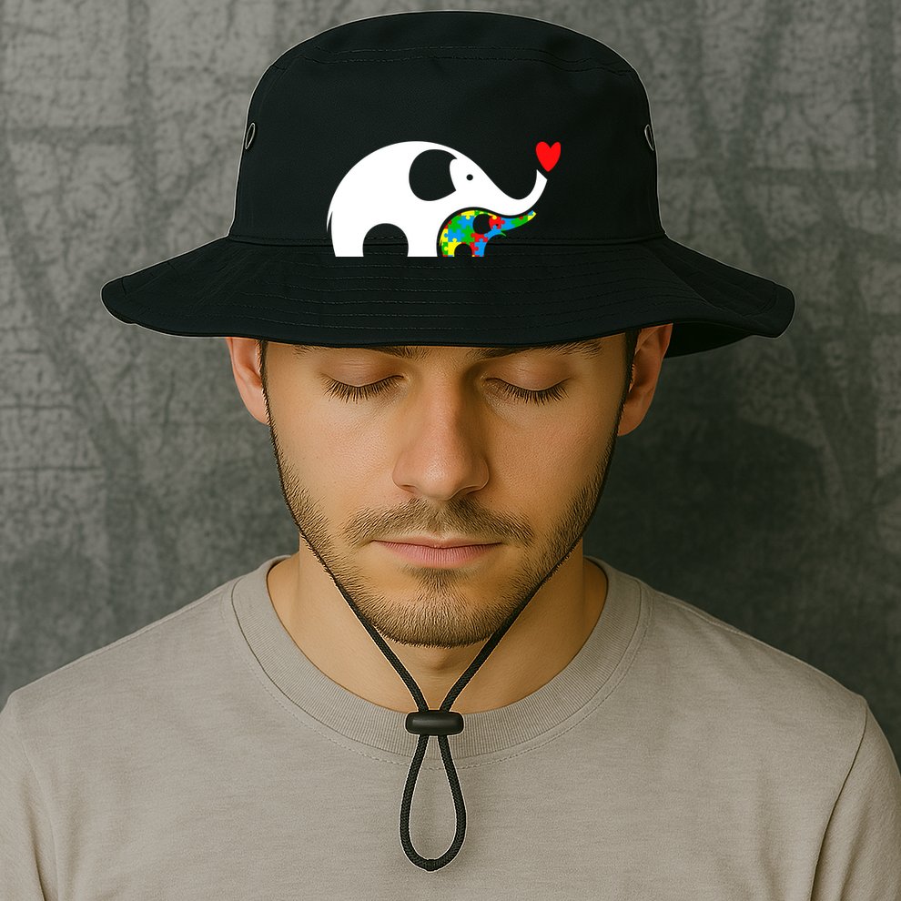Autism Awareness Mother Baby Elephant  Bucket Hat