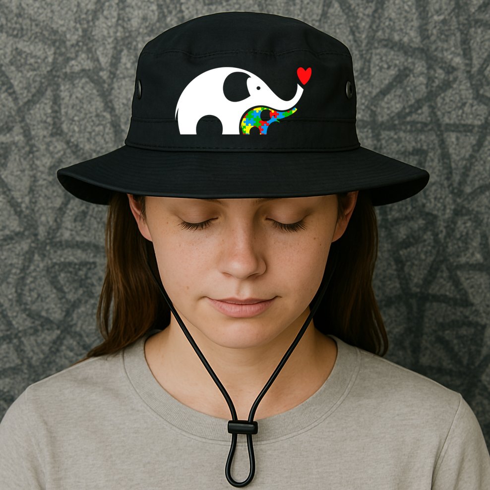 Autism Awareness Mother Baby Elephant  Bucket Hat