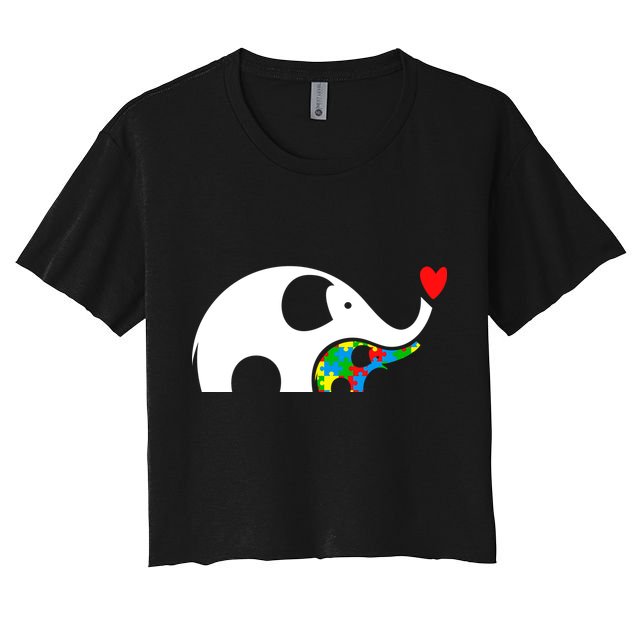 Autism Awareness Mother Baby Elephant  Crop Top
