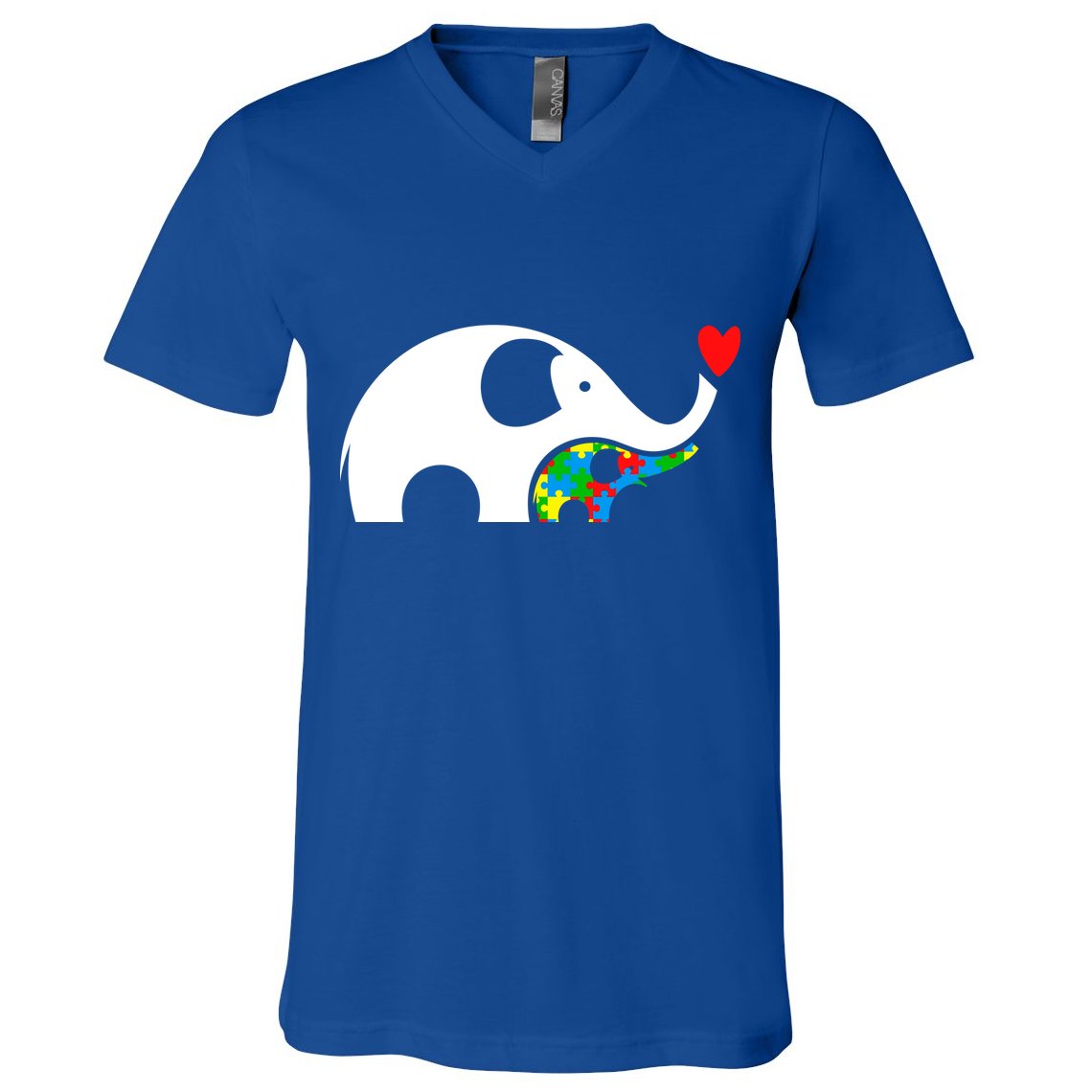 Autism Awareness Mother Baby Elephant  V-Neck T-Shirt