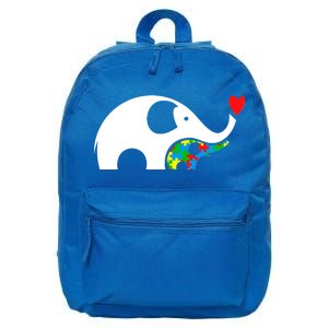 Autism Awareness Mother Baby Elephant  16 in Basic Backpack