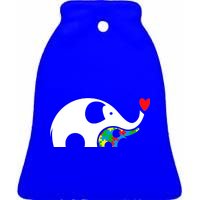 Autism Awareness Mother Baby Elephant  Ceramic Bell Ornament