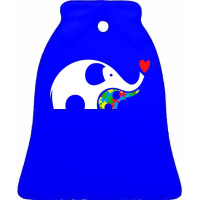 Autism Awareness Mother Baby Elephant  Ceramic Bell Ornament