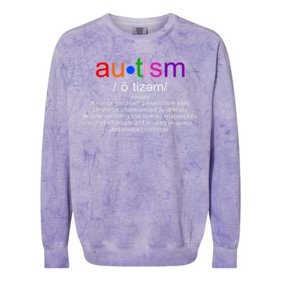 Autism Awareness Noun Definition Colorblast Crewneck Sweatshirt