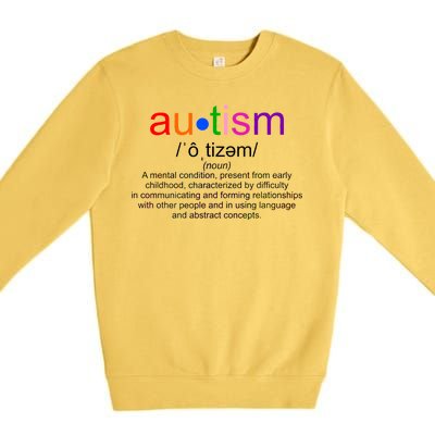 Autism Awareness Noun Definition Premium Crewneck Sweatshirt