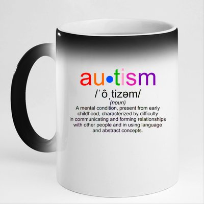 Autism Awareness Noun Definition 11oz Black Color Changing Mug