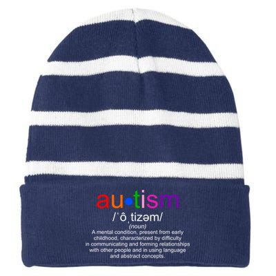 Autism Awareness Noun Definition Striped Beanie with Solid Band