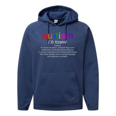 Autism Awareness Noun Definition Performance Fleece Hoodie