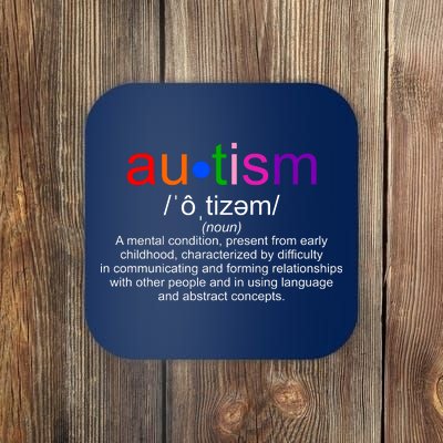 Autism Awareness Noun Definition Coaster