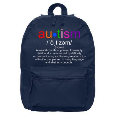 Autism Awareness Noun Definition 16 in Basic Backpack